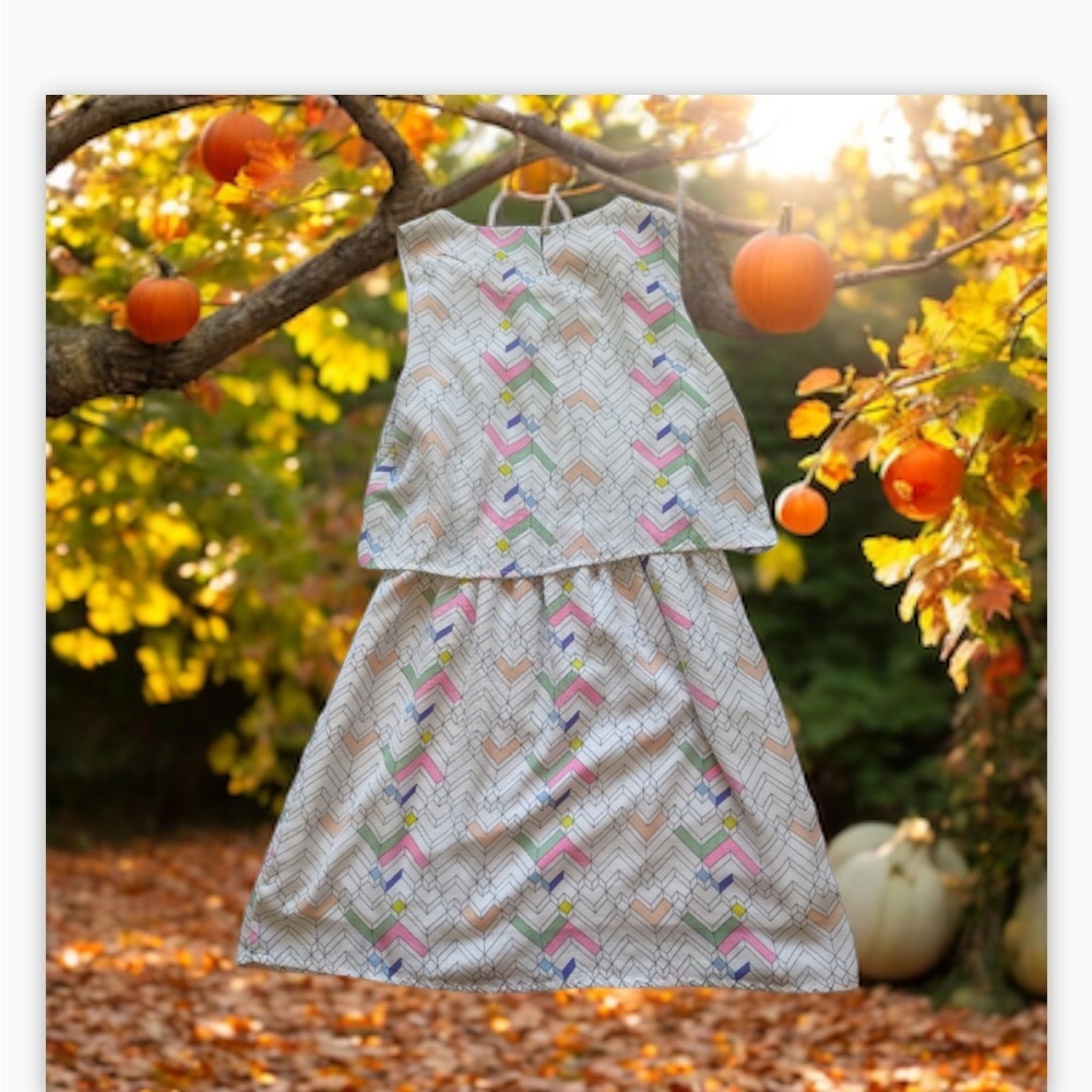 ModCloth Compania Fantastica Chevron Tiered Mini Dress M EUC Pop Art Abstract - Picture 5 of 16